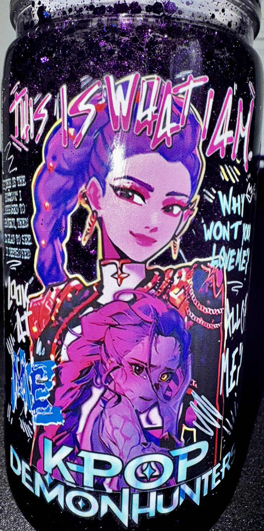 16 oz "KPOP demon hunter" snowglobe tumbler